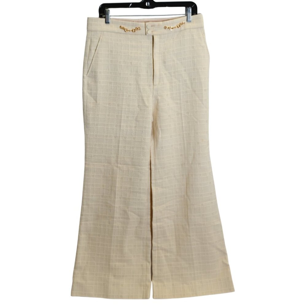 Gucci Unisex Flared Tweed Pants with Chain Detail at Waist, Size 44